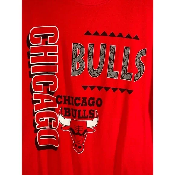 Vintage‎ 90s Chicago Bulls NBA Basketball Shirt Large L Red Single Stitch USA - Picture 5 of 9